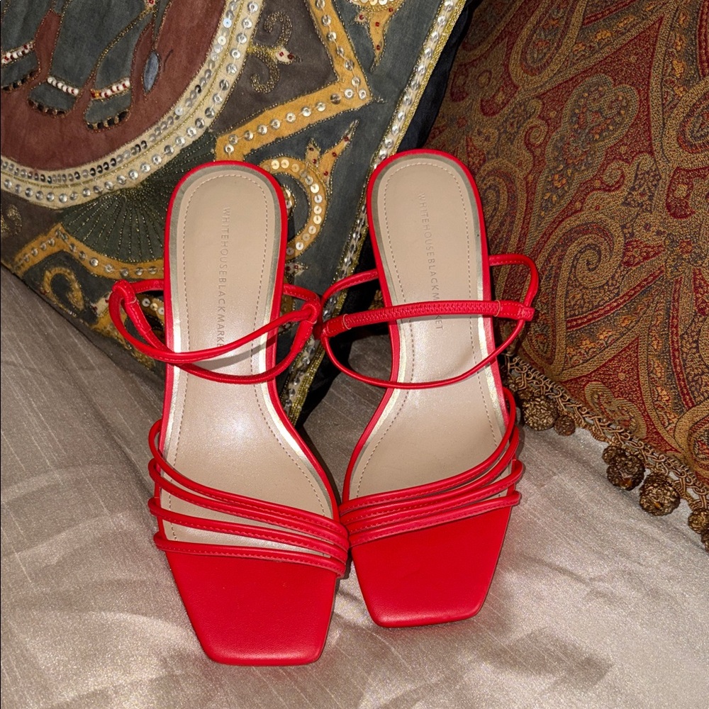 Red Strappy Coral Women's heeled Sandals White House Black Market size 7medium